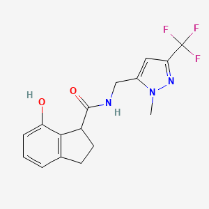 7-hydroxy-N-[[2-methyl-5-(trifluoromethyl)pyrazol-3-yl]methyl]-2,3-dihydro-1H-indene-1-carboxamide