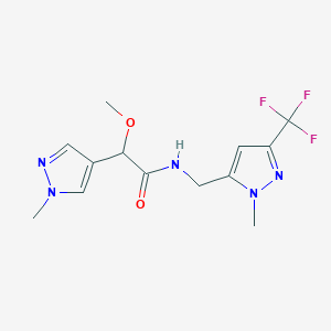 2-methoxy-2-(1-methylpyrazol-4-yl)-N-[[2-methyl-5-(trifluoromethyl)pyrazol-3-yl]methyl]acetamide