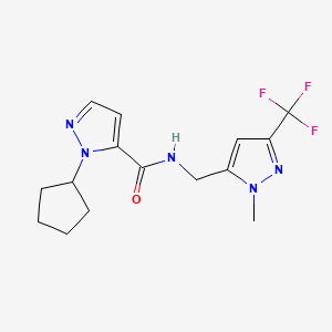 2-cyclopentyl-N-[[2-methyl-5-(trifluoromethyl)pyrazol-3-yl]methyl]pyrazole-3-carboxamide