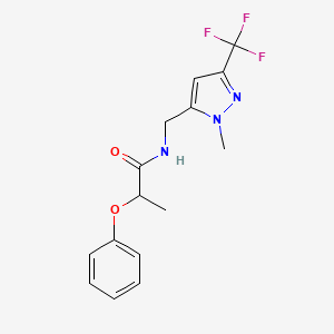 N-[[2-methyl-5-(trifluoromethyl)pyrazol-3-yl]methyl]-2-phenoxypropanamide