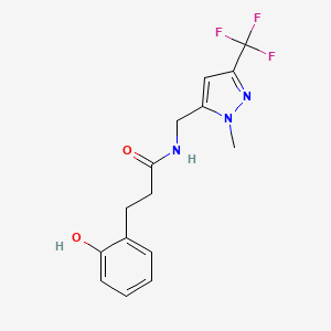 3-(2-hydroxyphenyl)-N-[[2-methyl-5-(trifluoromethyl)pyrazol-3-yl]methyl]propanamide