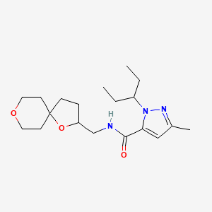 N-(1,8-dioxaspiro[4.5]decan-2-ylmethyl)-5-methyl-2-pentan-3-ylpyrazole-3-carboxamide