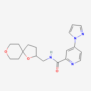 N-(1,8-dioxaspiro[4.5]decan-2-ylmethyl)-4-pyrazol-1-ylpyridine-2-carboxamide