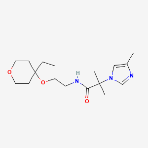 N-(1,8-dioxaspiro[4.5]decan-2-ylmethyl)-2-methyl-2-(4-methylimidazol-1-yl)propanamide