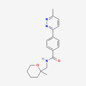 N-[(2-methyloxan-2-yl)methyl]-4-(6-methylpyridazin-3-yl)benzamide