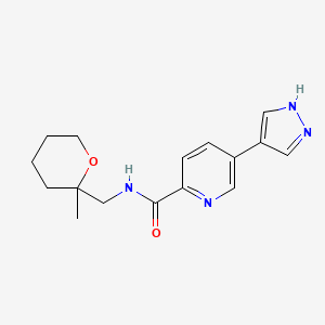 N-[(2-methyloxan-2-yl)methyl]-5-(1H-pyrazol-4-yl)pyridine-2-carboxamide