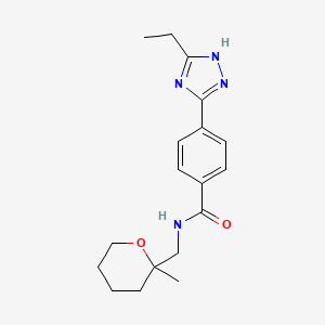 4-(5-ethyl-1H-1,2,4-triazol-3-yl)-N-[(2-methyloxan-2-yl)methyl]benzamide