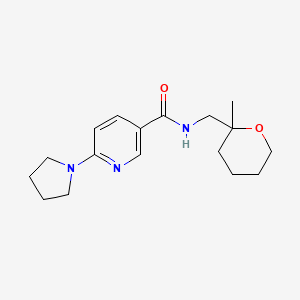 N-[(2-methyloxan-2-yl)methyl]-6-pyrrolidin-1-ylpyridine-3-carboxamide