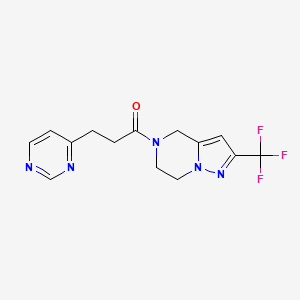 3-pyrimidin-4-yl-1-[2-(trifluoromethyl)-6,7-dihydro-4H-pyrazolo[1,5-a]pyrazin-5-yl]propan-1-one