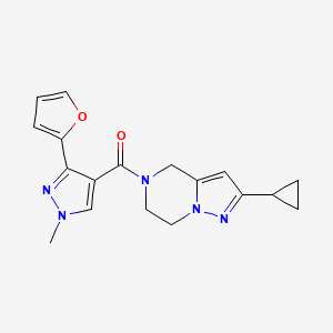 (2-cyclopropyl-6,7-dihydro-4H-pyrazolo[1,5-a]pyrazin-5-yl)-[3-(furan-2-yl)-1-methylpyrazol-4-yl]methanone