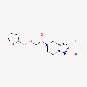 2-(oxolan-2-ylmethoxy)-1-[2-(trifluoromethyl)-6,7-dihydro-4H-pyrazolo[1,5-a]pyrazin-5-yl]ethanone