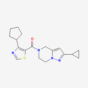 (4-cyclopentyl-1,3-thiazol-5-yl)-(2-cyclopropyl-6,7-dihydro-4H-pyrazolo[1,5-a]pyrazin-5-yl)methanone