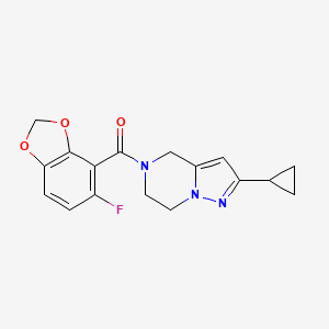 (2-cyclopropyl-6,7-dihydro-4H-pyrazolo[1,5-a]pyrazin-5-yl)-(5-fluoro-1,3-benzodioxol-4-yl)methanone