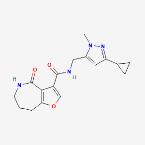 N-[(5-cyclopropyl-2-methylpyrazol-3-yl)methyl]-4-oxo-5,6,7,8-tetrahydrofuro[3,2-c]azepine-3-carboxamide