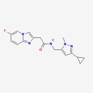 N-[(5-cyclopropyl-2-methylpyrazol-3-yl)methyl]-2-(6-fluoroimidazo[1,2-a]pyridin-2-yl)acetamide