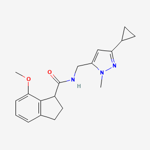 N-[(5-cyclopropyl-2-methylpyrazol-3-yl)methyl]-7-methoxy-2,3-dihydro-1H-indene-1-carboxamide