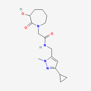 N-[(5-cyclopropyl-2-methylpyrazol-3-yl)methyl]-2-(3-hydroxy-2-oxoazepan-1-yl)acetamide