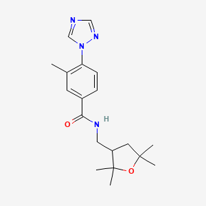 3-methyl-N-[(2,2,5,5-tetramethyloxolan-3-yl)methyl]-4-(1,2,4-triazol-1-yl)benzamide