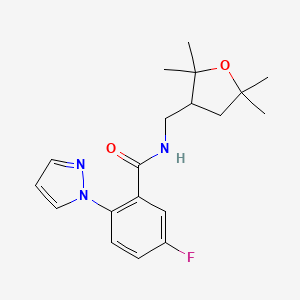 5-fluoro-2-pyrazol-1-yl-N-[(2,2,5,5-tetramethyloxolan-3-yl)methyl]benzamide