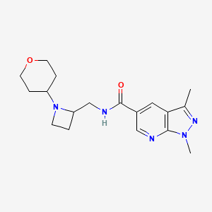 1,3-dimethyl-N-[[1-(oxan-4-yl)azetidin-2-yl]methyl]pyrazolo[3,4-b]pyridine-5-carboxamide