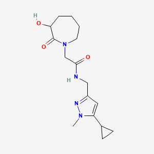 N-[(5-cyclopropyl-1-methylpyrazol-3-yl)methyl]-2-(3-hydroxy-2-oxoazepan-1-yl)acetamide