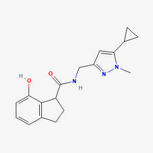 N-[(5-cyclopropyl-1-methylpyrazol-3-yl)methyl]-7-hydroxy-2,3-dihydro-1H-indene-1-carboxamide