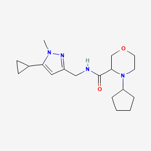 4-cyclopentyl-N-[(5-cyclopropyl-1-methylpyrazol-3-yl)methyl]morpholine-3-carboxamide