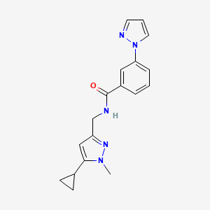 N-[(5-cyclopropyl-1-methylpyrazol-3-yl)methyl]-3-pyrazol-1-ylbenzamide