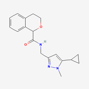 N-[(5-cyclopropyl-1-methylpyrazol-3-yl)methyl]-3,4-dihydro-1H-isochromene-1-carboxamide