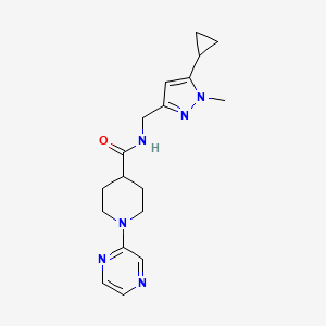 N-[(5-cyclopropyl-1-methylpyrazol-3-yl)methyl]-1-pyrazin-2-ylpiperidine-4-carboxamide