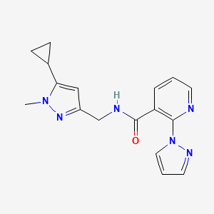 N-[(5-cyclopropyl-1-methylpyrazol-3-yl)methyl]-2-pyrazol-1-ylpyridine-3-carboxamide