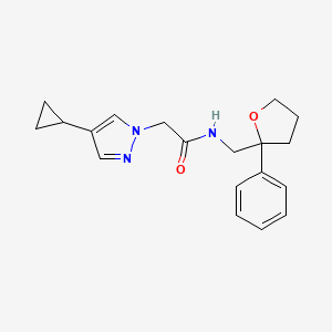 2-(4-cyclopropylpyrazol-1-yl)-N-[(2-phenyloxolan-2-yl)methyl]acetamide