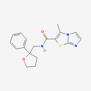 3-methyl-N-[(2-phenyloxolan-2-yl)methyl]imidazo[2,1-b][1,3]thiazole-2-carboxamide