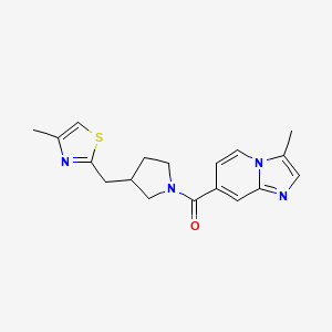 (3-Methylimidazo[1,2-a]pyridin-7-yl)-[3-[(4-methyl-1,3-thiazol-2-yl)methyl]pyrrolidin-1-yl]methanone