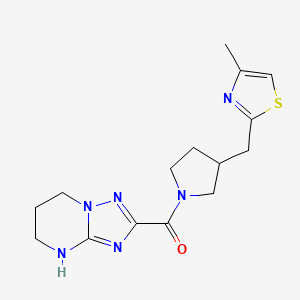 [3-[(4-Methyl-1,3-thiazol-2-yl)methyl]pyrrolidin-1-yl]-(4,5,6,7-tetrahydro-[1,2,4]triazolo[1,5-a]pyrimidin-2-yl)methanone