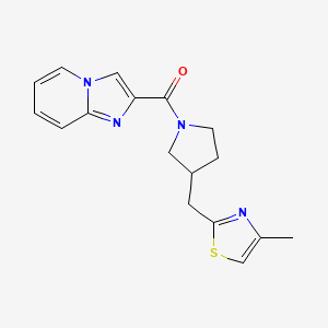 molecular formula C17H18N4OS B7292735 Imidazo[1,2-a]pyridin-2-yl-[3-[(4-methyl-1,3-thiazol-2-yl)methyl]pyrrolidin-1-yl]methanone 