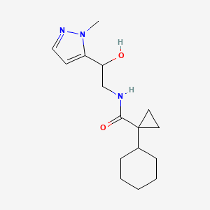 1-cyclohexyl-N-[2-hydroxy-2-(2-methylpyrazol-3-yl)ethyl]cyclopropane-1-carboxamide