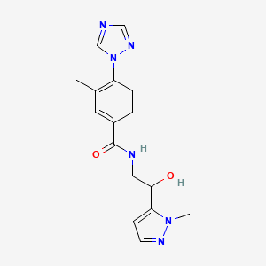 N-[2-hydroxy-2-(2-methylpyrazol-3-yl)ethyl]-3-methyl-4-(1,2,4-triazol-1-yl)benzamide