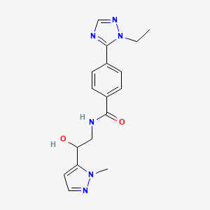 4-(2-ethyl-1,2,4-triazol-3-yl)-N-[2-hydroxy-2-(2-methylpyrazol-3-yl)ethyl]benzamide