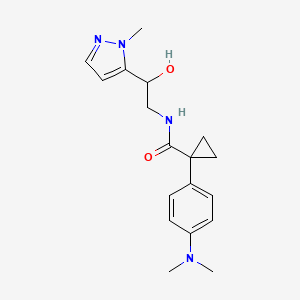 1-[4-(dimethylamino)phenyl]-N-[2-hydroxy-2-(2-methylpyrazol-3-yl)ethyl]cyclopropane-1-carboxamide