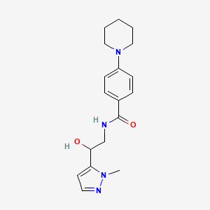 N-[2-hydroxy-2-(2-methylpyrazol-3-yl)ethyl]-4-piperidin-1-ylbenzamide