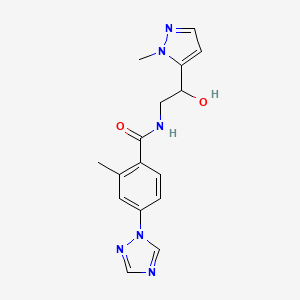 N-[2-hydroxy-2-(2-methylpyrazol-3-yl)ethyl]-2-methyl-4-(1,2,4-triazol-1-yl)benzamide