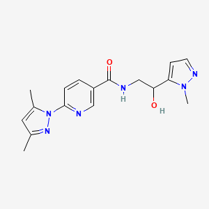 6-(3,5-dimethylpyrazol-1-yl)-N-[2-hydroxy-2-(2-methylpyrazol-3-yl)ethyl]pyridine-3-carboxamide