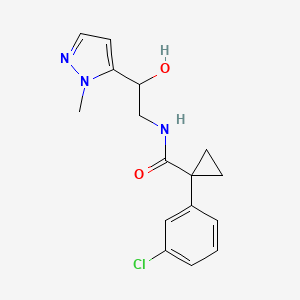 1-(3-chlorophenyl)-N-[2-hydroxy-2-(2-methylpyrazol-3-yl)ethyl]cyclopropane-1-carboxamide