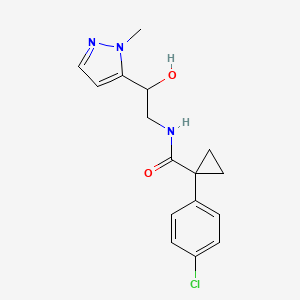 1-(4-chlorophenyl)-N-[2-hydroxy-2-(2-methylpyrazol-3-yl)ethyl]cyclopropane-1-carboxamide