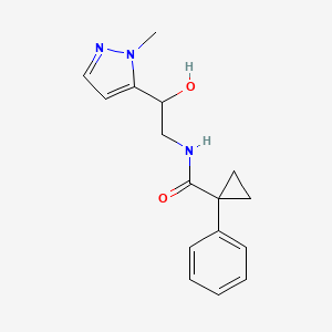 N-[2-hydroxy-2-(2-methylpyrazol-3-yl)ethyl]-1-phenylcyclopropane-1-carboxamide