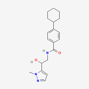 4-cyclohexyl-N-[2-hydroxy-2-(2-methylpyrazol-3-yl)ethyl]benzamide