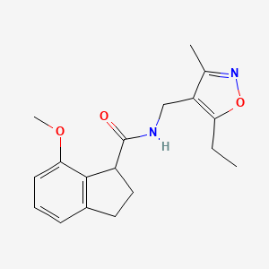 N-[(5-ethyl-3-methyl-1,2-oxazol-4-yl)methyl]-7-methoxy-2,3-dihydro-1H-indene-1-carboxamide