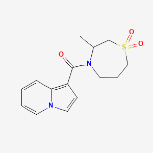 molecular formula C15H18N2O3S B7293852 Indolizin-1-yl-(3-methyl-1,1-dioxo-1,4-thiazepan-4-yl)methanone 