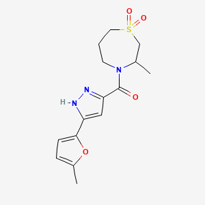 (3-methyl-1,1-dioxo-1,4-thiazepan-4-yl)-[5-(5-methylfuran-2-yl)-1H-pyrazol-3-yl]methanone